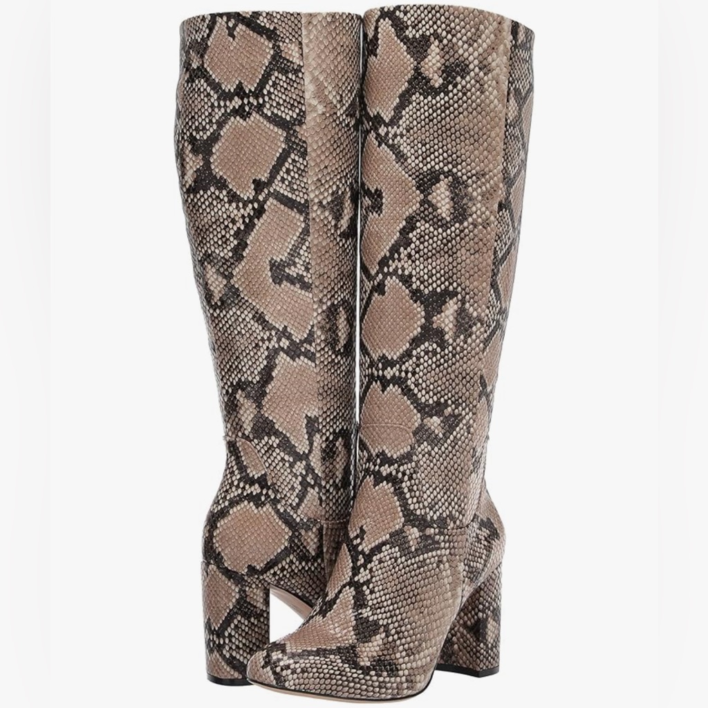 The Drop Bayonne Tall Tan Faux Snakeskin Knee-High Boots